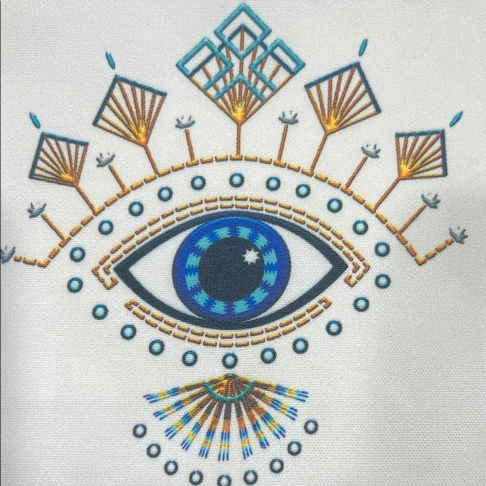 Egyptian Eye Screen Print Lined Cosmetic Bag